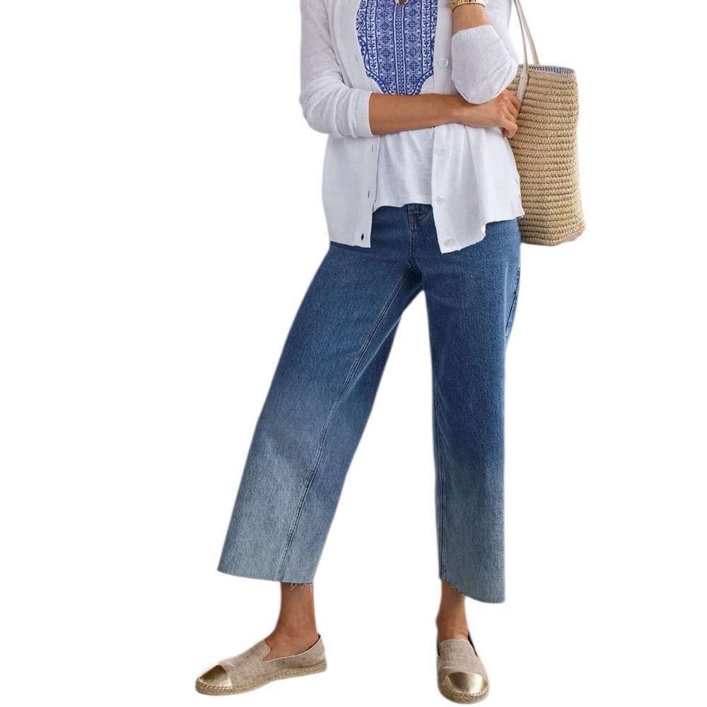 TALBOTS WIDE LEG CROP JEANS - HOFFMAN WASH - SIZE 16